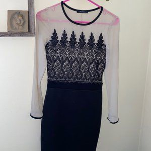 the Vintage Shop Sheer Nude Dress with Black Lace